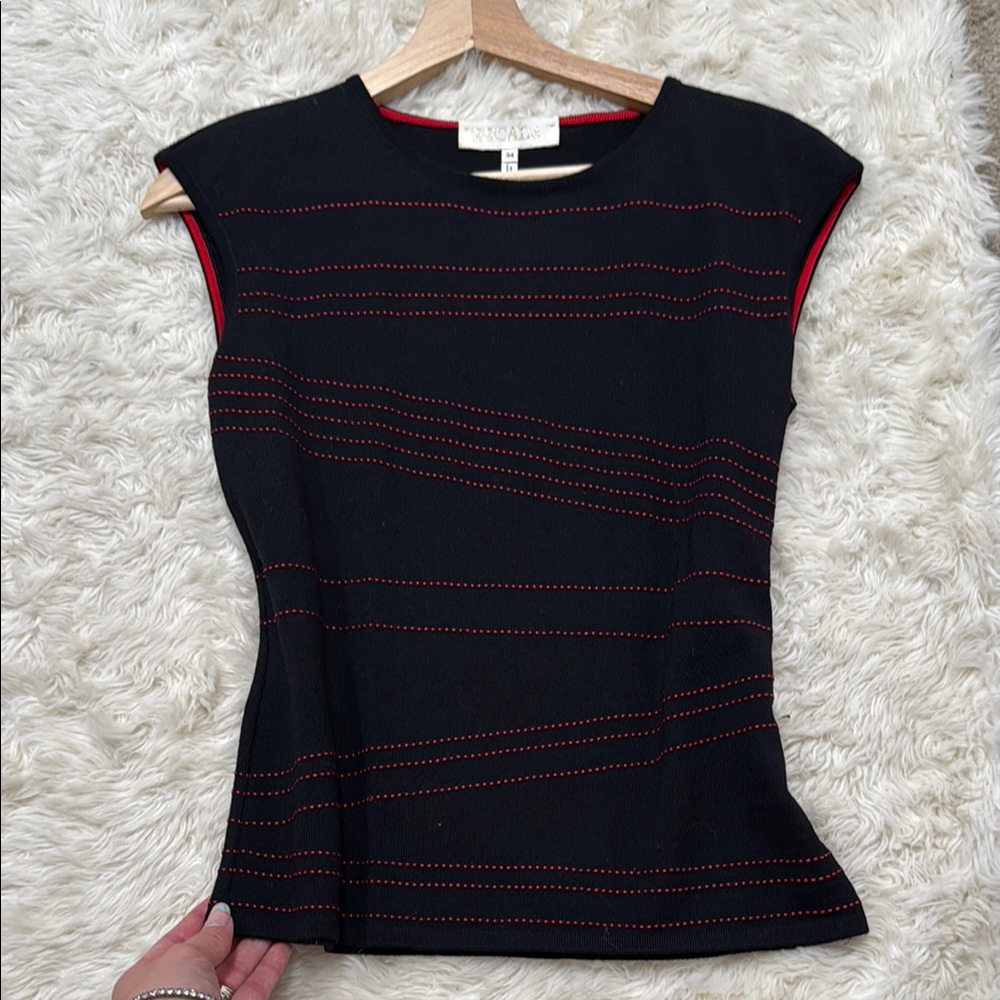 Vintage Escada Black and Red Women's Top size 34 fits xs-m/l